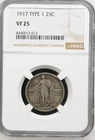 1917 Type 1 Standing Liberty Quarter, NGC Very Fine 25, Issue Free
