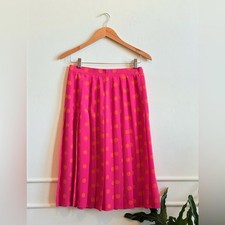 Vintage Vibrant Pink and Orange Polka Dot A-Line Skirt Size 10