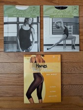 Lot of 3: 2 semi-opaque Capezio tights M, S/M, dance  Hanes Body Definers AB