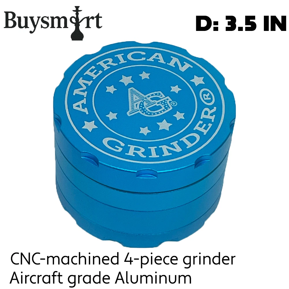 American Grinder® 3.5" 4-Piece Herb Spice Tobacco Grinder CNC Aluminum AQUA