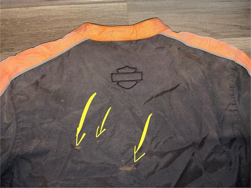 Harley Davidson black/orange zip up jacket Men’s 2XL (faded) Nylon - Picture 7 of 9