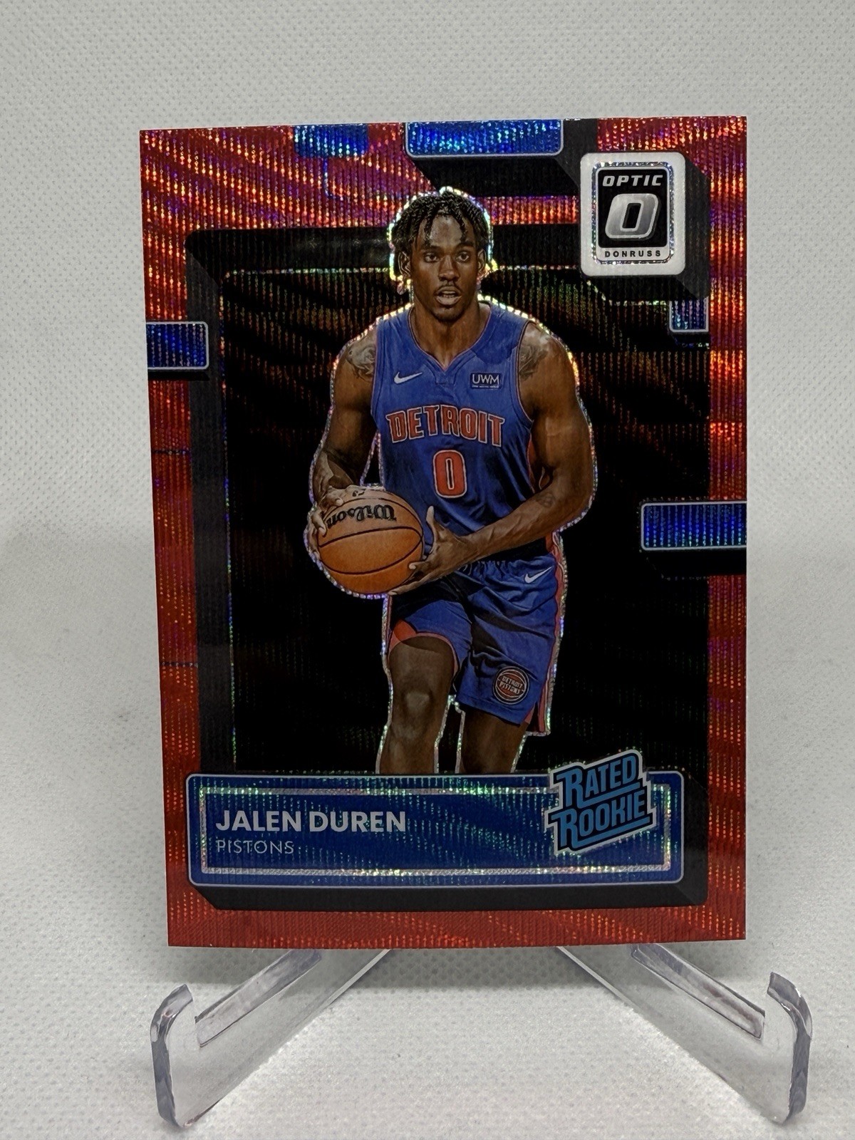 Jalen Duren 2022-23 Panini Optic Rated Rookie Red Wave Prizm #227 Pistons