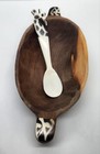 Kenyan hand-carved 4.25x3 Inches Rustic Giraffe Wood Bowl & Bone Spoon   — photo 9