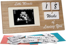 Brown Ultrasound Sonogram Picture Frame with Milestone Tracker   Elegant Wooden