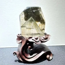 1pc Natural Phantom Crystal pyramid quartz specimen energy healing+stand