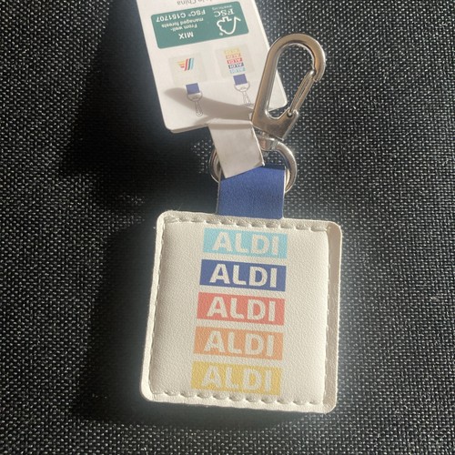 NUOVO portachiavi Aldi Quarter Keeper logo pastello mai dimenticare il tuo carrello quarto - Foto 1 di 2