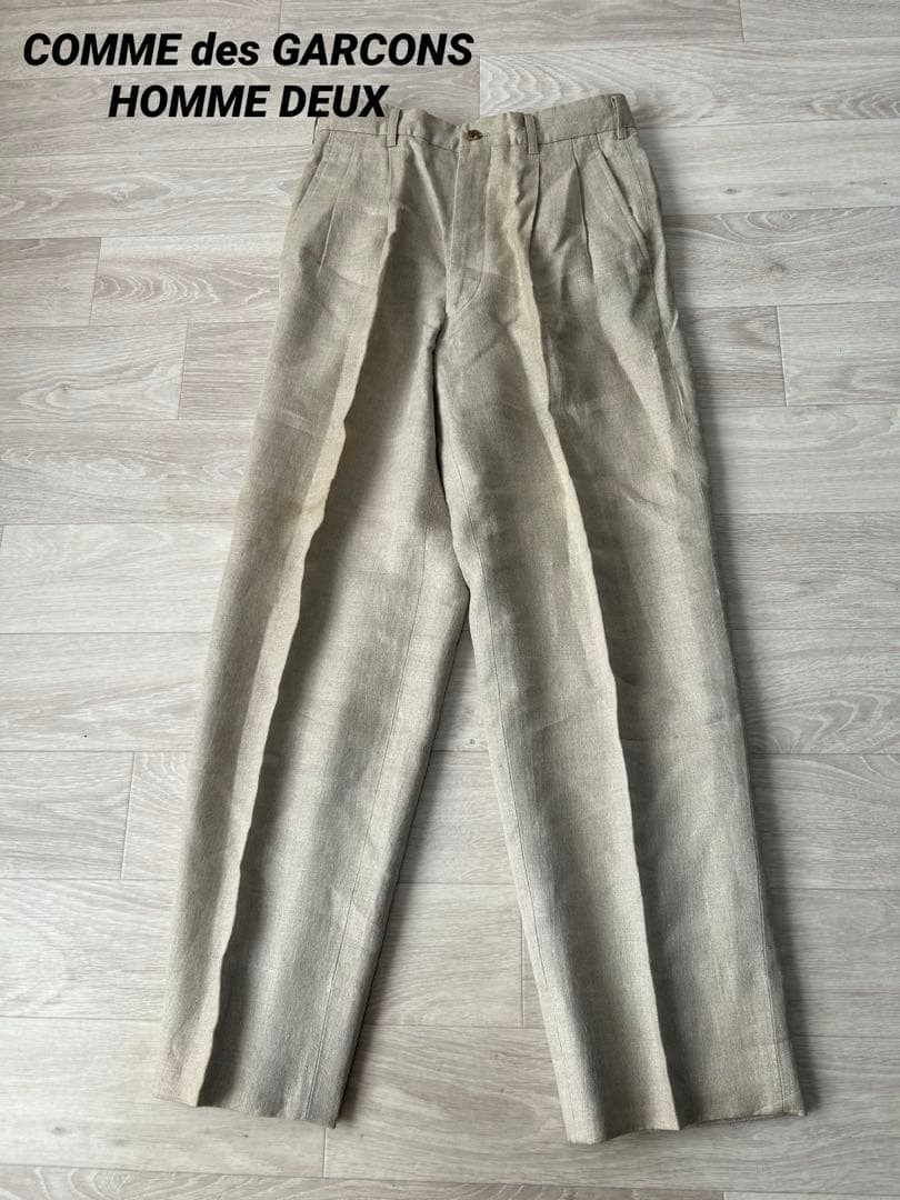 COMME des GARCONS HOMME DEUX パンツ /PW588 Comme Des Garcons Homme Deux Tuck Pants Linen Pants Men's Made in