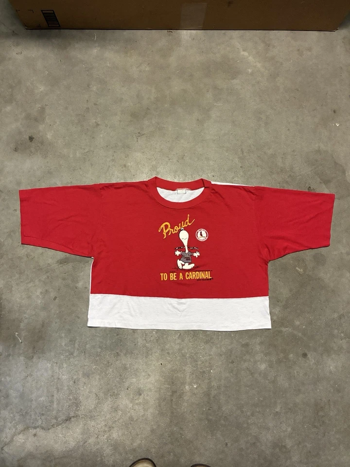 Camiseta recortada de béisbol vintage de los Peanuts Snoopy Cardinals de los años 80 Artex MLB Foto 2 de 4