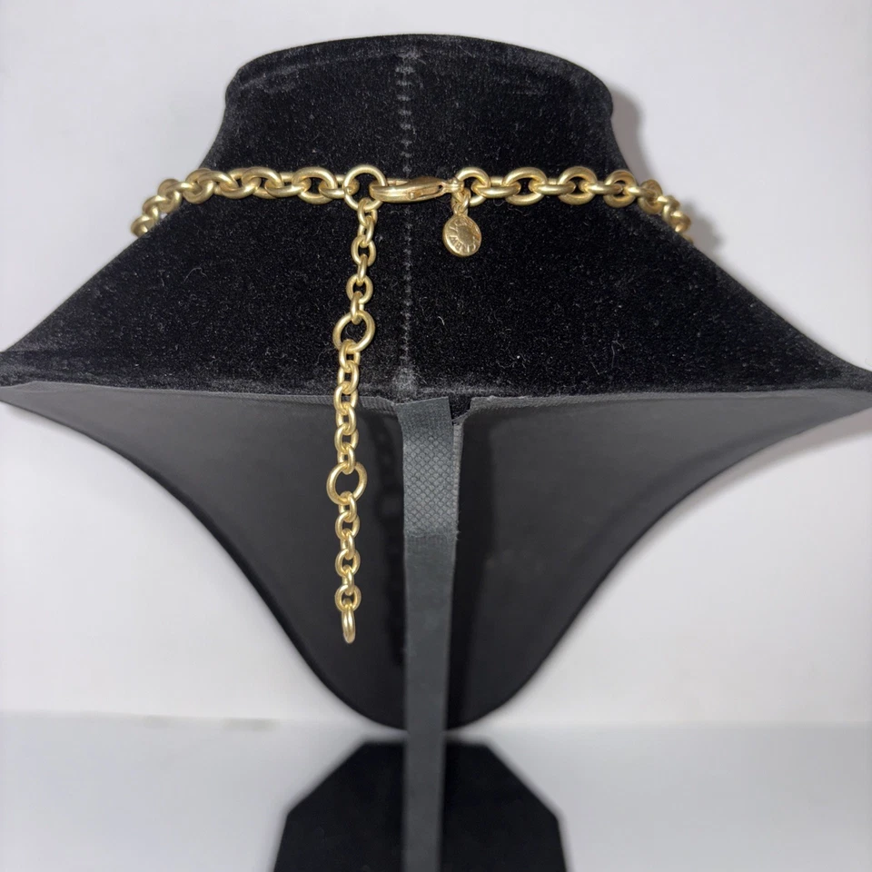 J. Crew синий и золотой заявление ожерелье с белый опал цветной кристалл акценты - Изображение 3 из 4