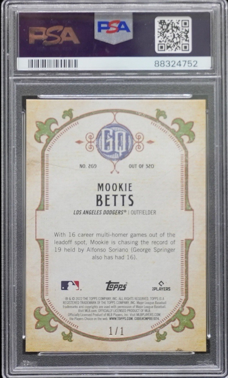 2022 TOPPS GYPSY QUEEN 269 MOOKIE BETTS CHROME SUPERFRACTOR 1/1 PSA 9 view 2