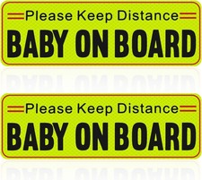 2PCS Reflective Baby on Board Car Magnet, Eye-Catching Warning S Color: Yellow