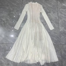 2025 New French Dance Long Sleeve Lace Sexy Slim Pleated Long Dress Women's