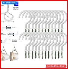 24 Pack Screw In Ceiling Hooks 2.9 Inch White Vinyl Coated 50 LB for Hanging