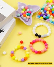 Fiveizero 148Pcs 12mm Silicone Beads for Keychains crafts Jewelry Accessories