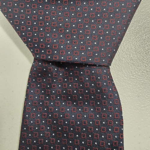 TODAY'S MAN Men's 100% Silk XL Necktie ITALY Designer  Micro-Jacquard  Blue Red - Picture 1 of 7