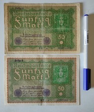 1919 germany 2 x 50 mark Reihe 1 and Reihe 4