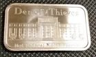 1oz SILVER SHIELD BAR "DEN OF THIEVES ~ NOT FEDERAL * NO RESERVES" .999 SILVER