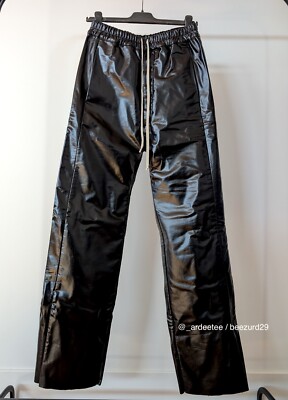 RICK OWENS DRKSHDW COATED SNAP BUTTON PUSHER PANTS $1,530 (BLACK