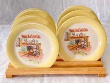 Rare 1930s Homer Laughlin Eggshell ‘Colonial Kitchen’ Bread Plates Americana