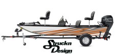 Orange White Angled Scratch Lines Design Wrap Fishing Bass Boat Vinyl Decal USA