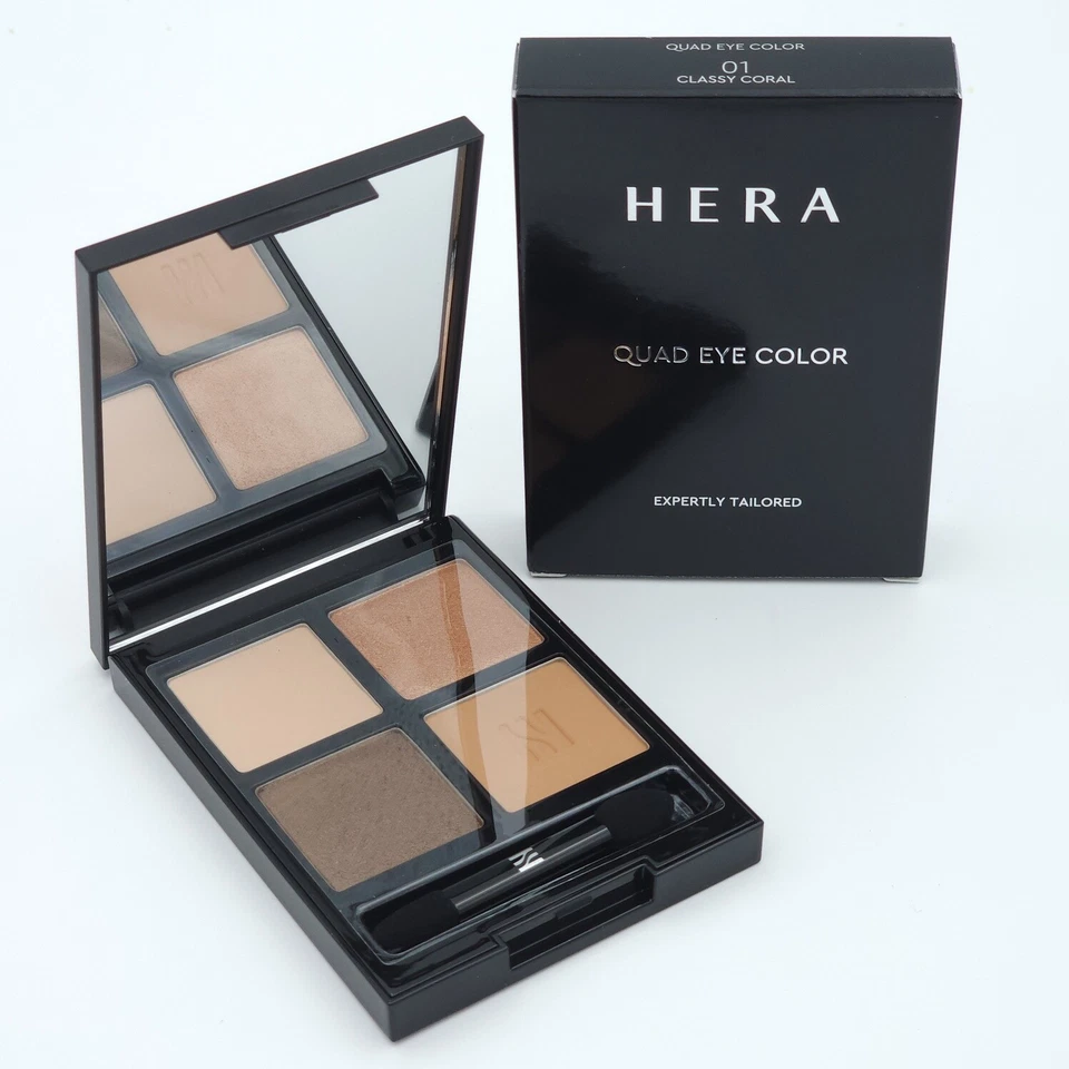 Sombra de ojos HERA Quad Eye Color 10,5 g #01 Classy Coral #02 delicada rosa K-Beauty Foto 3 de 4