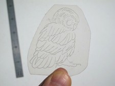 vtg 1960s 1970s Tattoo acetate stencil Owl Profile signed BR2