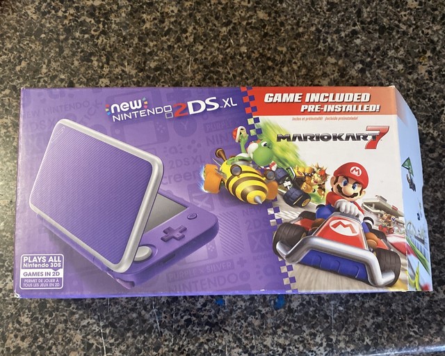 Nintendo 2ds Xl Mario Kart 7 Console Bundle With 2 Games Purple Silver Ebay