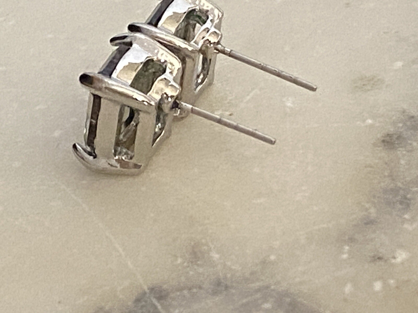 Silver Tone Rectangle Crystal Stud Grey Earrings - image 4