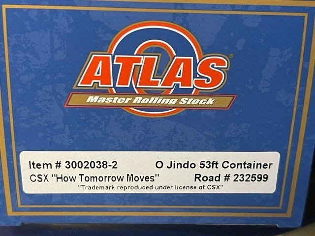 O-SCALE ATLAS 3002038 O JINDO 53' CONTAINER CSX MASTER LINE - Image 2 of 4