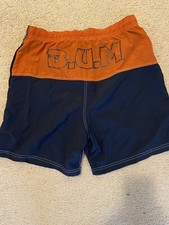 Y2K BUM EQUIPMENT Swim Trunks Shorts Mens Size Large Colorblock Blue Orange