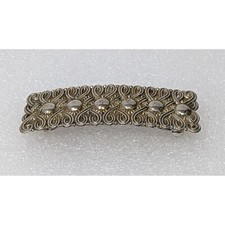 Vintage Silver Tone Filigree Hair Barrette Clip 3.5" X 1"