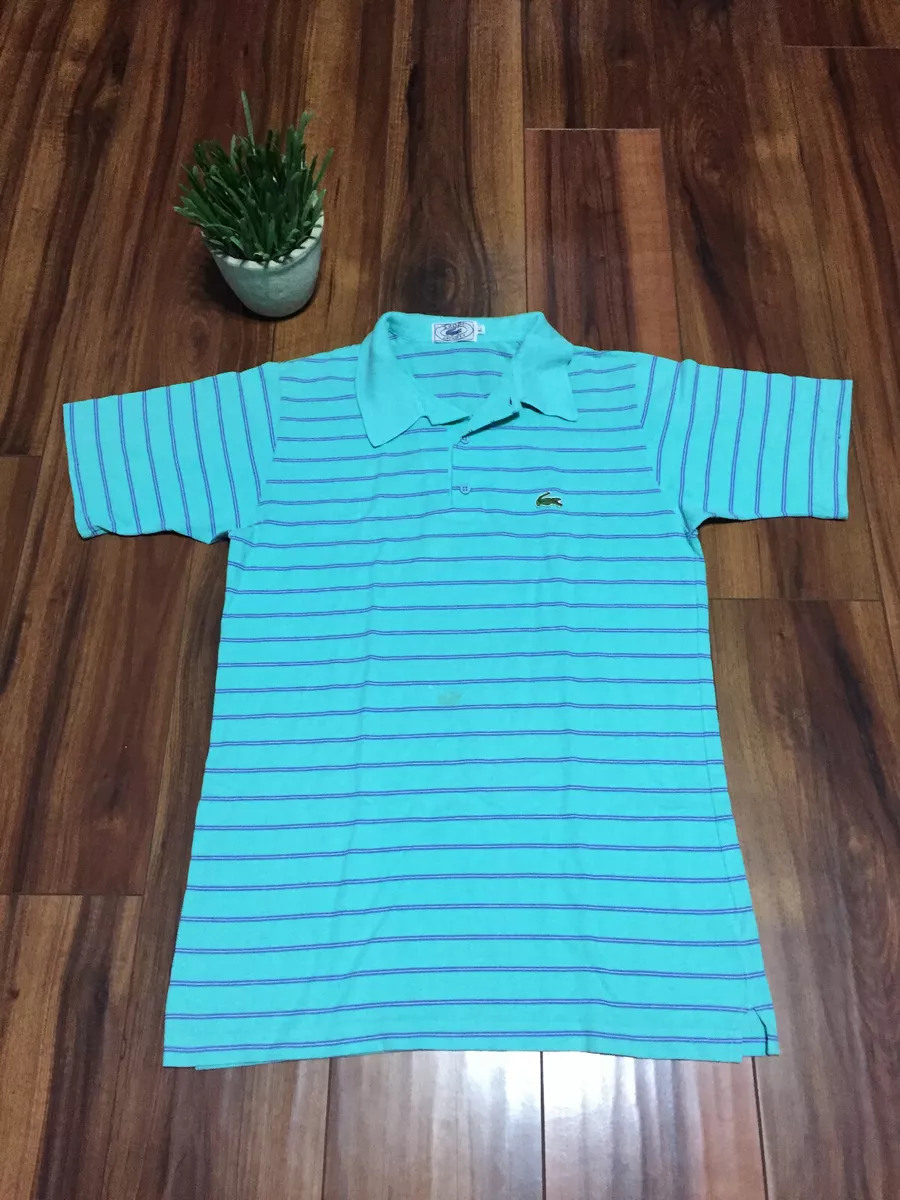 vtg 80&#039;s mens POLO SHIRT large BLUE STRIPED tennis PREPPY izod | eBay