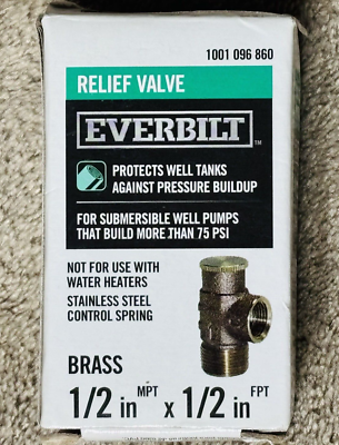 #ad Everbilt 1 2 In. Brass Relief Valve For Use With Well Pressure Tanks EBRV50NL $15.98