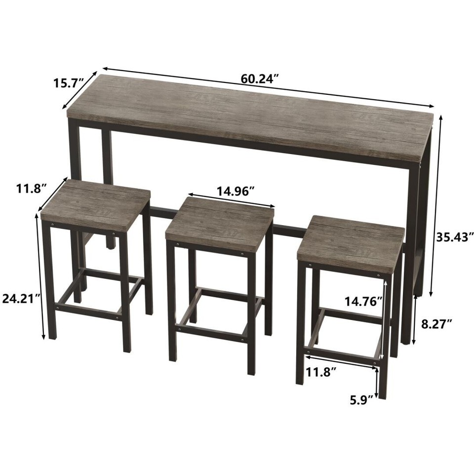 Modern Design Kitchen Dining Table Set with 3 Stools eBay