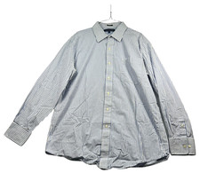 Tommy Hilfiger Dress Shirt Mens size Large Slim Fit Blue White Striped Cotton