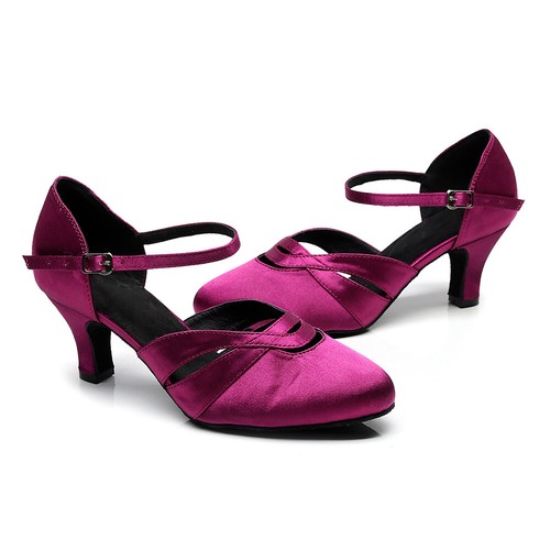 Zapatos de baile latino para mujer damas salón salsa tango zapatos 6/7,5 cm tacón púrpura - Imagen 3 de 14