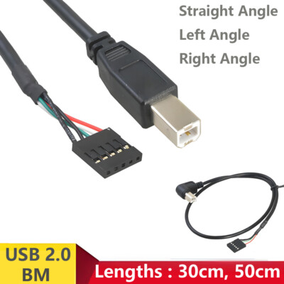 USB 2.0 BM Square Male Left/Right Angle to Dupont 5 Pin Female Cable For Printer