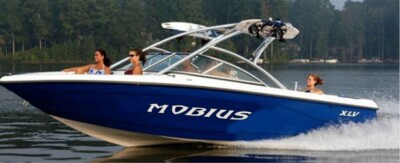Mobius Moomba boat decal sticker graphic logo USA Marine Vinyl White & Black