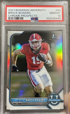 BROCK BOWERS 2021 Bowman University 1st Bowman U CHROME REFRACTOR PSA 10 POP 42
