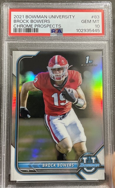 BROCK BOWERS 2021 Bowman University 1st Bowman U CHROME REFRACTOR PSA 10 POP 42
