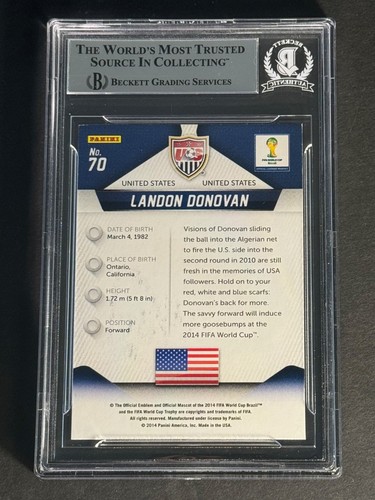 LANDON DONOVAN signiert 2014 Panini Prizm WM Auto Beckett BAS Brampel COA - Bild 2 von 2
