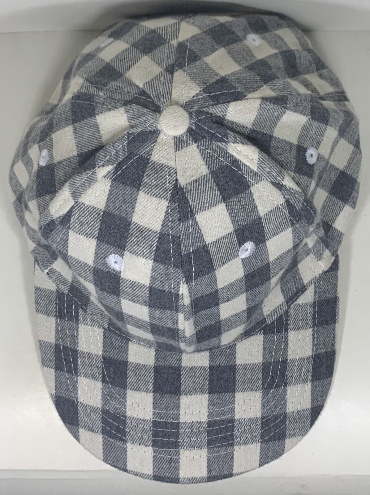 Checkered Blank Hat Gingham Checked Pattern Gray … - image 6
