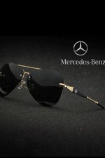 Polarized Mercedes Rimless Metal Aviator Sunglasses Gold Frame Smoke Lens MB22