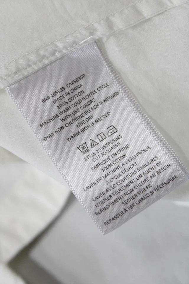 Blusa blanca Joie de algodón con cuello en V manga corta abullonada para mujer talla L Foto 4 de 4