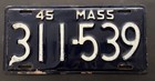 1945 Massachusetts License Plate — photo 1