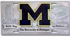 University of Michigan Wolverines Zinc Metal License Plate Tag Raised 3D...
