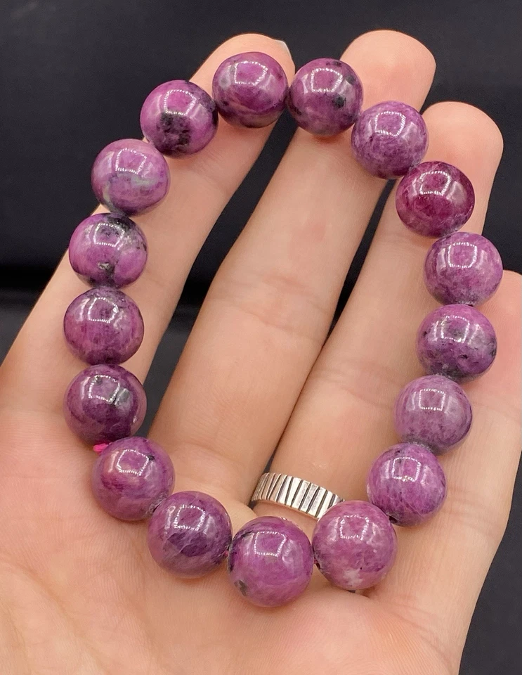 Natural Top Quality 12 Mm Ruby  Zoisite Bracelet Healing Bracelet - Image 3 of 4