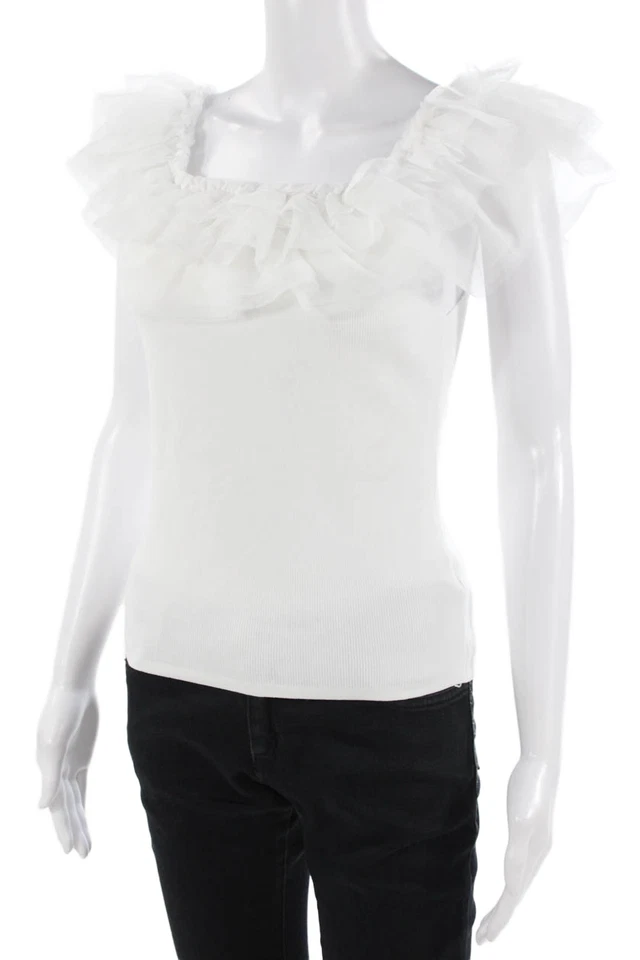 Camiseta sin mangas Bailey 44 blanca cuello cuadrado para mujer talla S Foto 2 de 4