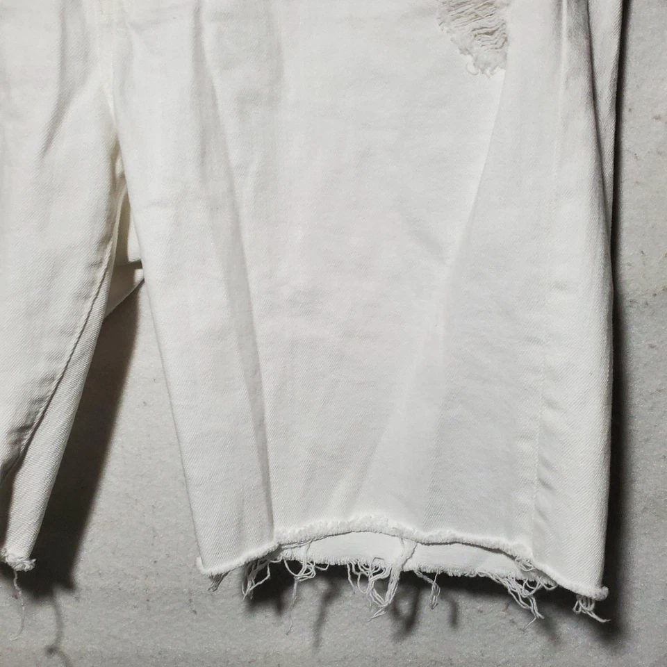 Pantalones Cortos Nikki AG Adriano Goldschmied para Mujer 32 Blanco Denim Desgastado Dobladillo Deshilachado Foto 3 de 4