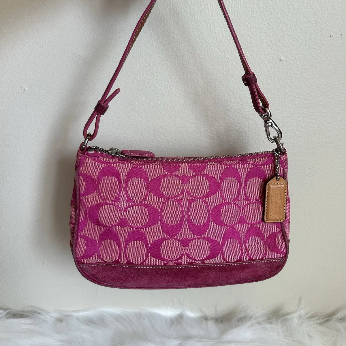 美品✨COACHコーチ ワンショルダーバッグ ピンク シグネチャー ホーボー COACH コーチ ワンショルダーバッグ ホーボー スタッズ ピンク Y2K